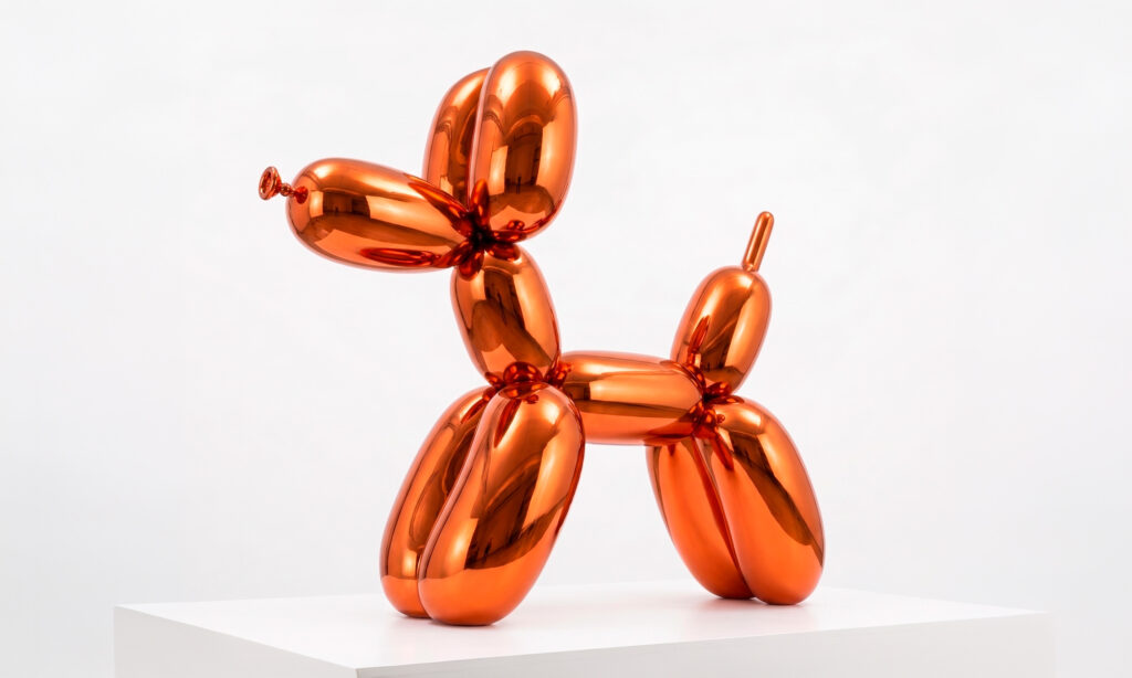 Balloon Dog Orange de Jeff Koons, perro de globos en acero inoxidable naranja