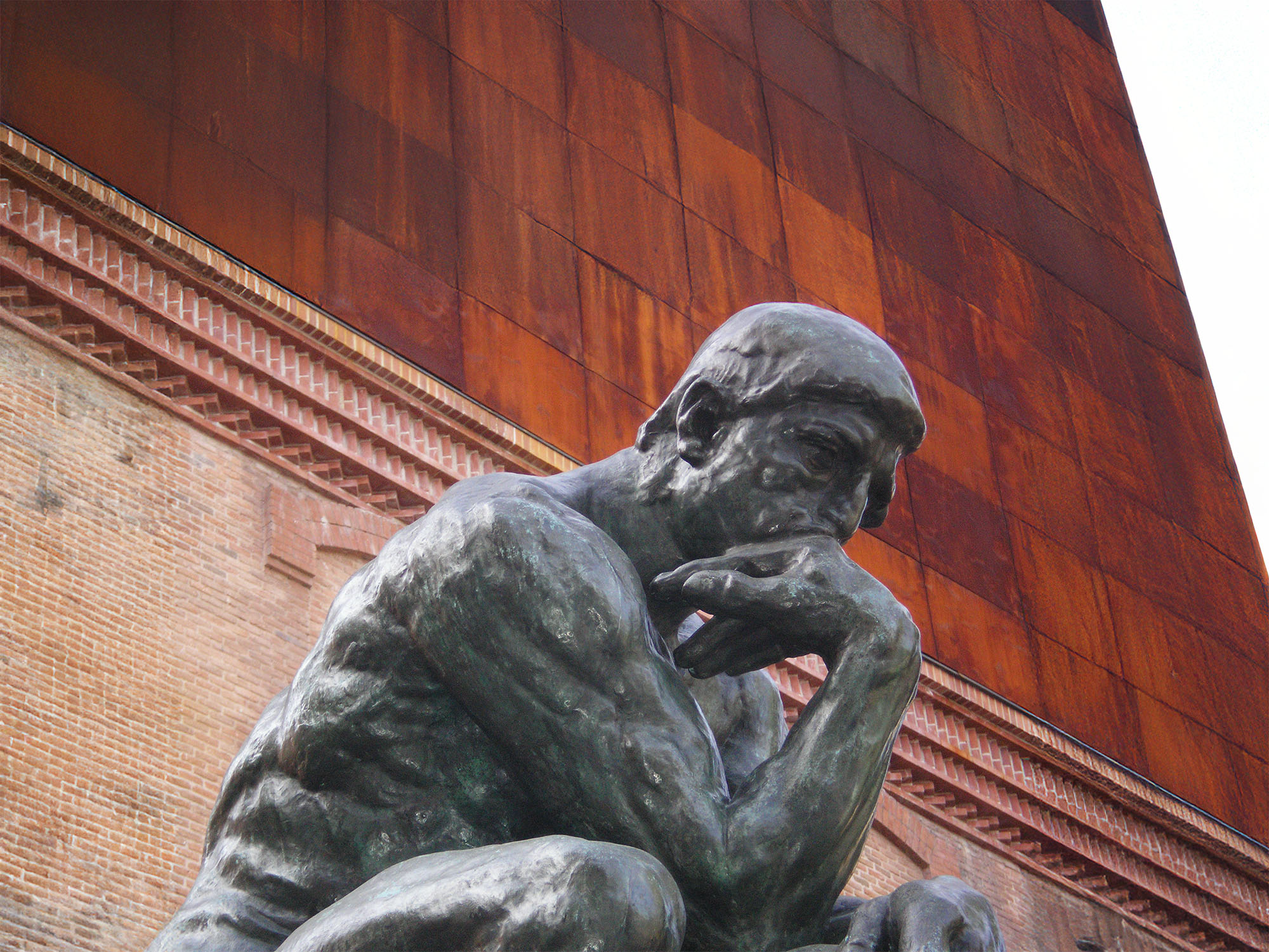 Bronze sculpture The Thinker by Rodin at the Rodin Museum, Paris.