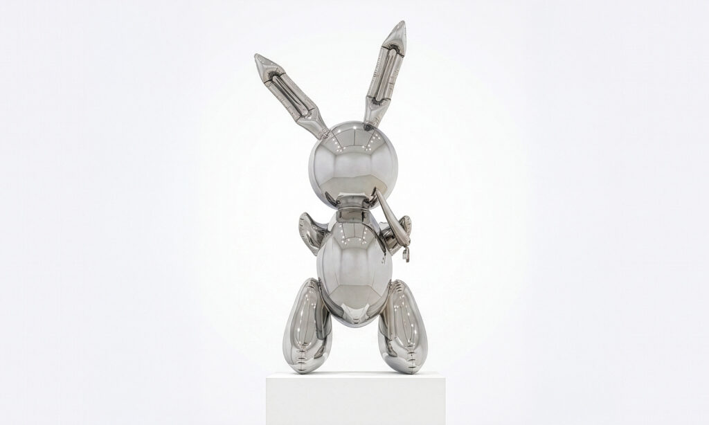 Rabbit de Jeff Koons, conejo de acero inoxidable pulido con efecto inflable