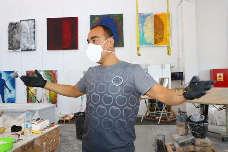 Lorenzo Quinn showing his Barcelona studio