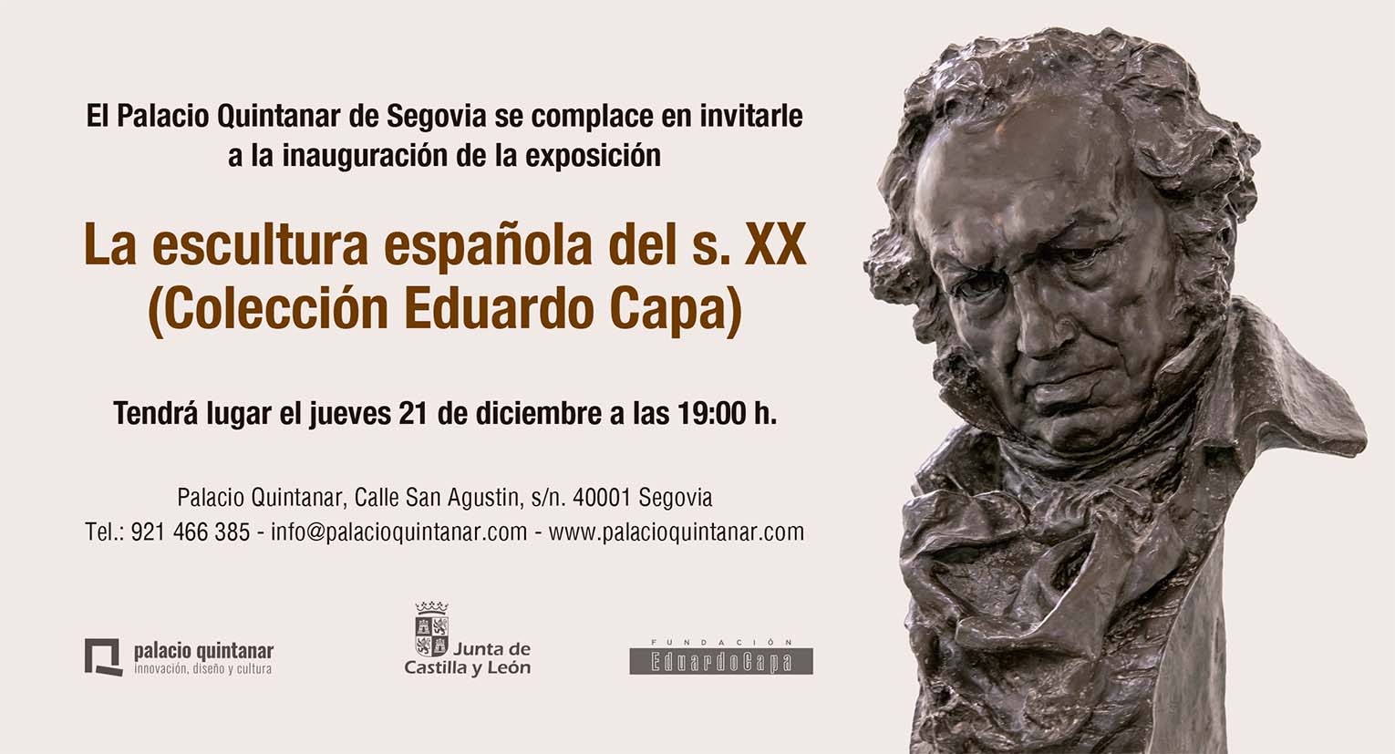 Inauguración de la exposición de escultura española del siglo XX en el Palacio Quintanar de Segovia, presentando la Colección Eduardo Capa.